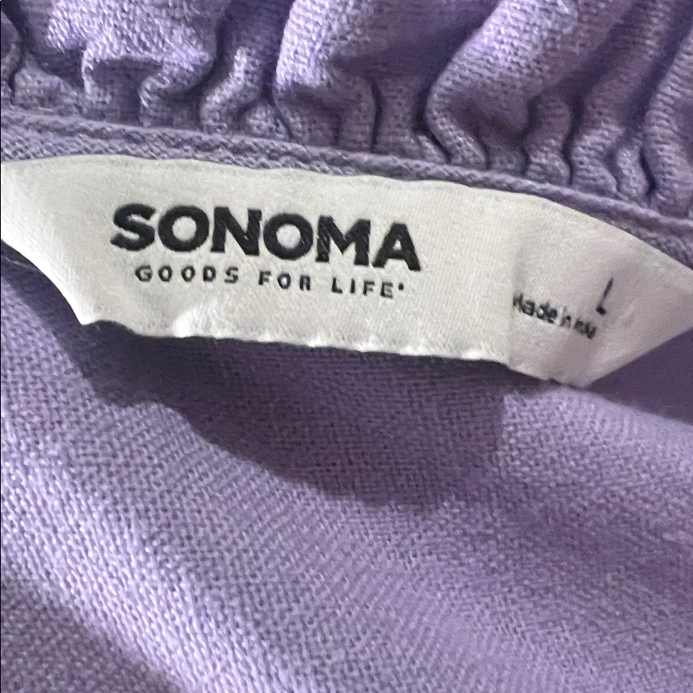 Sonoma Sleeveless Lavender Button-Front Ruffle Collar Top - Picture 5 of 7